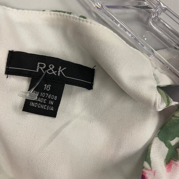 R&K Floral Maxi Dress Sleeveless Ruffle Green/Multi Size 16 Belted - Picture 8 of 9